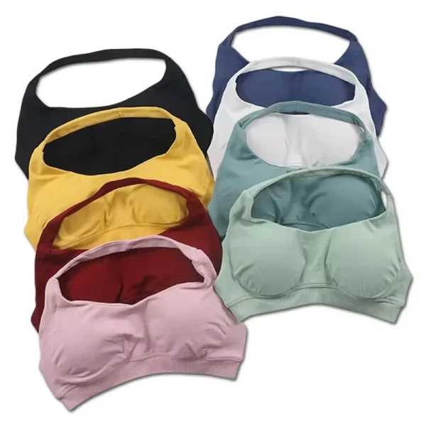 Impact with Logo Sports Bra Women Seamless Halter Neck Strap