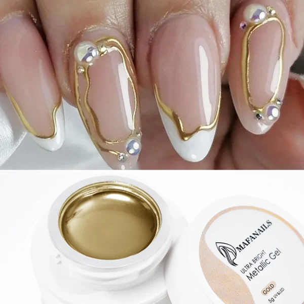 5/7/8/10ml Metallic Gel Gold Mirror Effect Gel Nail Polish French Design Line Flower Drawing Gel Nail UV Soak Off Polish Varni