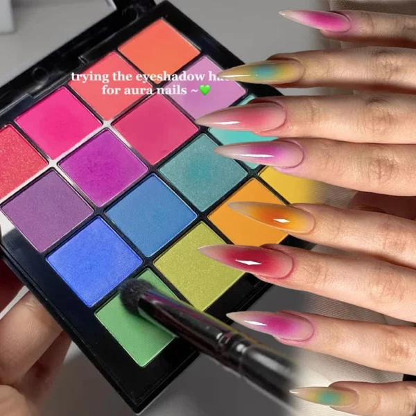 16-Grid 16 Color Solid Rubbing Powder Palette for Nail Art