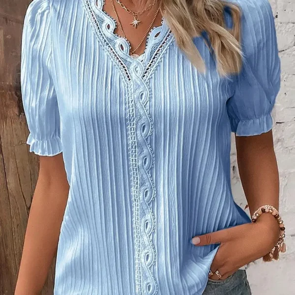 Elegant Women Blouse Shirt V Neck